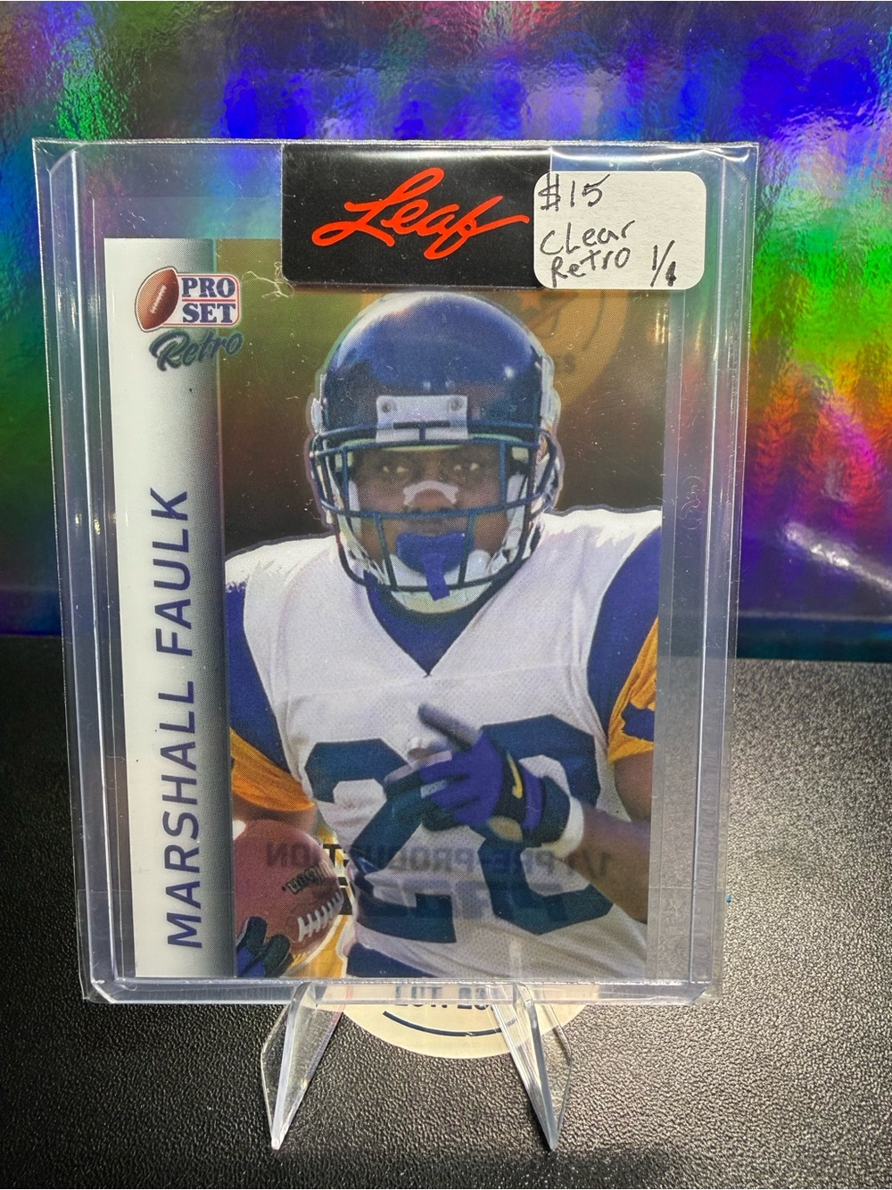 Marshall Faulk Football Trading Card - Clear Retro 1/1